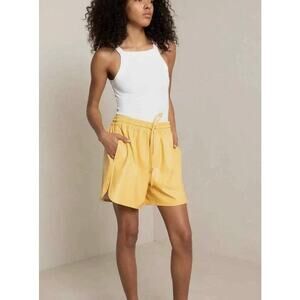 A.L.C. Ryder Faux Leather Shorts High Rise Yellow Pockets NWOT Stylish Classic